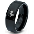 thumbnail image 1 of Tungsten Crown King Queen Heir Band Ring 8mm Men Women Comfort Fit Black Beveled Edge Polished, 1 of 4