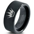 thumbnail image 1 of Tungsten Crown King Queen Heir Band Ring 9mm Men Women Comfort Fit Black Flat Cut Brushed Polished, 1 of 4