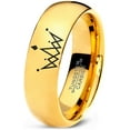 thumbnail image 1 of Tungsten Crown Royalty King Queen Diamond Circle Band Ring 7mm Men Women Comfort Fit 18k Yellow Gold Dome Polished, 1 of 4