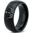 thumbnail image 1 of Tungsten Crown Royalty King Queen Diamond Circle Band Ring 8mm Men Women Comfort Fit Black Dome Polished, 1 of 4