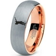 thumbnail image 1 of Tungsten Dance Move Dabbing Dab Band Ring 7mm Men Women Comfort Fit 18k Rose Gold Dome Brushed Gray Polished, 1 of 4