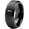 thumbnail image 1 of Tungsten Dance Move Dabbing Dab Band Ring 8mm Men Women Comfort Fit Black Step Bevel Edge Brushed Polished, 1 of 4