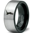 thumbnail image 1 of Tungsten Dance Move Dabbing Dab Band Ring 8mm Men Women Comfort Fit Brushed Gray Flat Cut Black Polished, 1 of 4