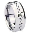 thumbnail image 1 of Tungsten Deer Antler 8mm Glossy Gray Polished Beveled Edges Men Ring, 1 of 1