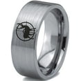 thumbnail image 1 of Tungsten Deer Hunter Hunting Elk Band Ring 8mm Men Women Comfort Fit Gray Flat Cut Brushed Polished, 1 of 4