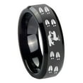 thumbnail image 1 of Tungsten Deer Hunting Tracks 8mm Glossy Black Polished Beveled Edges Men Ring, 1 of 2