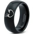 thumbnail image 1 of Tungsten Deer Love Band Ring 8mm Men Women Comfort Fit Black Dome Polished, 1 of 4