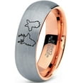 thumbnail image 1 of Tungsten Deer Staring Doe Love Engraved Band Ring 7mm Men Women Comfort Fit 18k Rose Gold Dome Brushed Gray Polished, 1 of 4