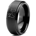 thumbnail image 1 of Tungsten Deer Staring Doe Love Engraved Band Ring 8mm Men Women Comfort Fit Black Step Bevel Edge Brushed Polished, 1 of 4