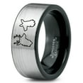 thumbnail image 1 of Tungsten Deer Staring Doe Love Engraved Band Ring 8mm Men Women Comfort Fit Brushed Gray Flat Cut Black Polished, 1 of 4