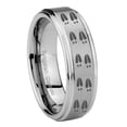 thumbnail image 1 of Tungsten Deer Tracks 8mm Brushed Gray Step Edges Men Ring, 1 of 2
