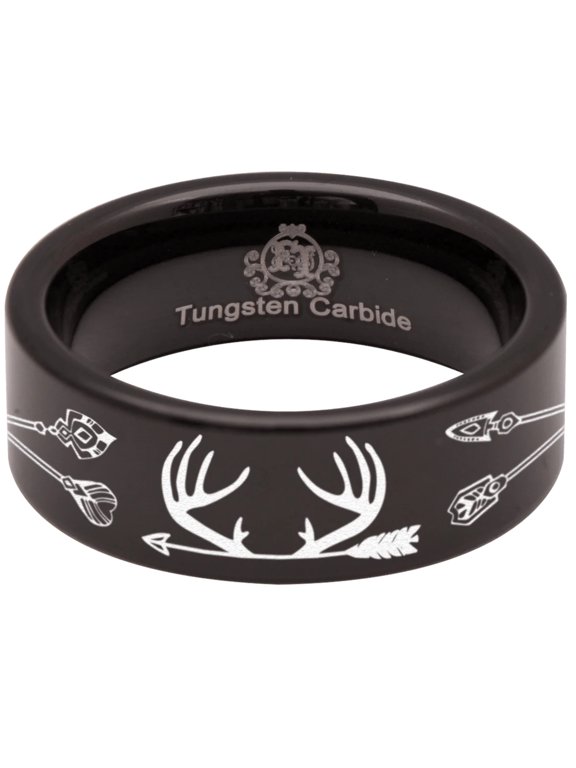Tungsten Deer and Arrows Ring