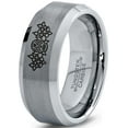 thumbnail image 1 of Tungsten Dia De Los Muertos Day of the Dead Band Ring 8mm Men Women Comfort Fit Gray Bevel Edge Brushed Polished, 1 of 4