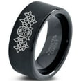 thumbnail image 1 of Tungsten Dia De Los Muertos Day of the Dead Band Ring 9mm Men Women Comfort Fit Black Flat Cut Brushed Polished, 1 of 4