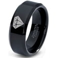 thumbnail image 1 of Tungsten Diamond Gemstone Adamantine Isometric Crystal Band Ring 8mm Men Women Comfort Fit Black Beveled Edge Polished, 1 of 4