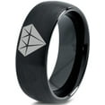 thumbnail image 1 of Tungsten Diamond Gemstone Adamantine Isometric Crystal Band Ring 8mm Men Women Comfort Fit Black Dome Brushed Polished, 1 of 4