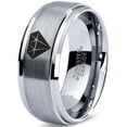 thumbnail image 1 of Tungsten Diamond Gemstone Adamantine Isometric Crystal Band Ring 8mm Men Women Comfort Fit Gray Step Bevel Edge Brushed Polished, 1 of 4