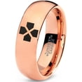 thumbnail image 1 of Tungsten Directional Pad Buttons Gaming Controller Band Ring 7mm Men Women Comfort Fit 18k Rose Gold Dome Polished, 1 of 4