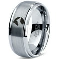 thumbnail image 1 of Tungsten Dog Puppy Yin Yang Band Ring 8mm Men Women Comfort Fit Gray Step Bevel Edge Brushed Polished, 1 of 4