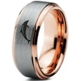 thumbnail image 1 of Tungsten Dolphin Sea Animal Island Band Ring 8mm Men Women Comfort Fit 18k Rose Gold Step Bevel Edge Brushed Polished, 1 of 4