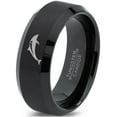 thumbnail image 1 of Tungsten Dolphin Sea Animal Island Band Ring 8mm Men Women Comfort Fit Black Beveled Edge Brushed Polished, 1 of 4