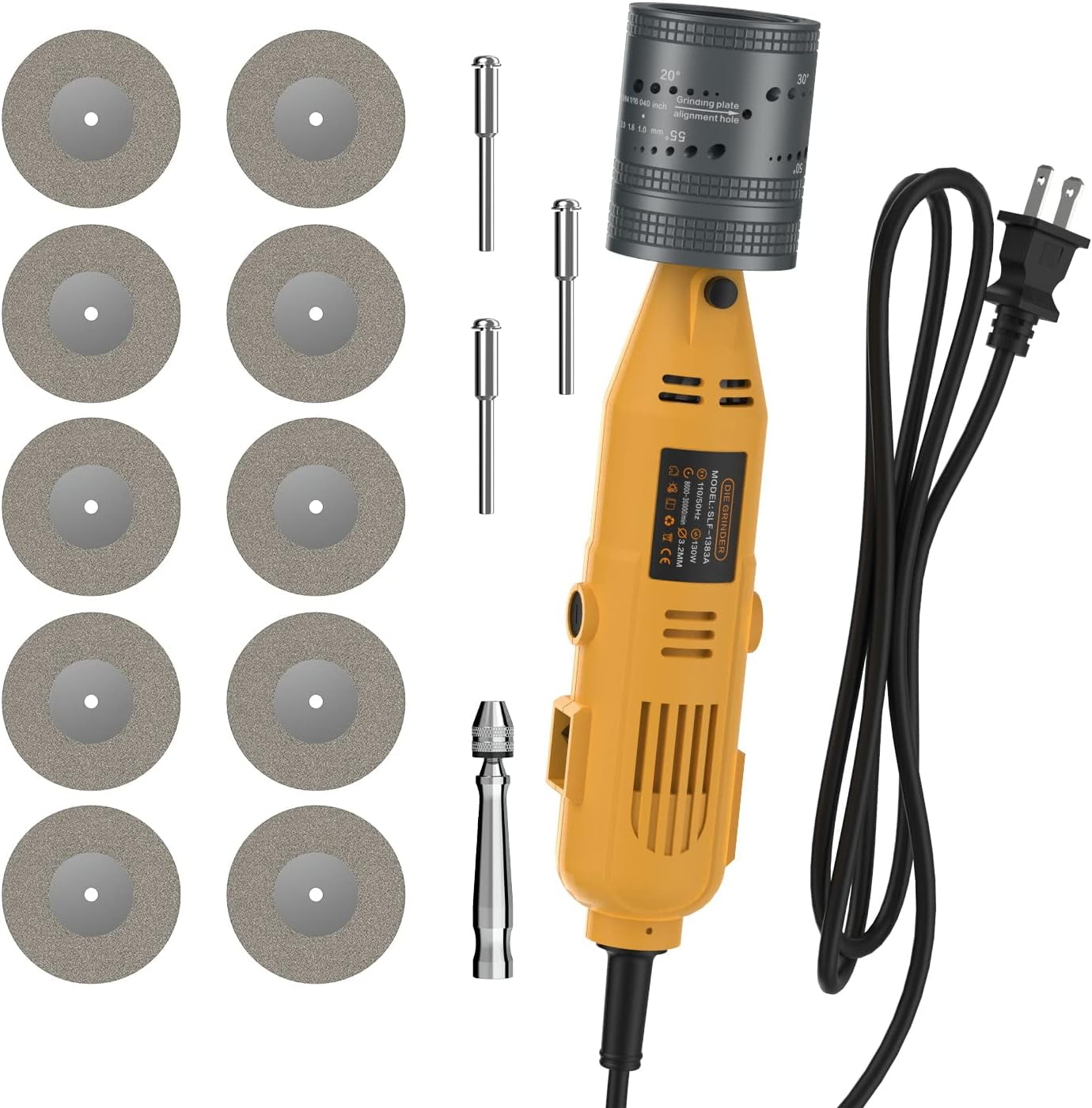 Tungsten Electrode Sharpener Grinder For TIG welding, 6 Sizes 10 Angles