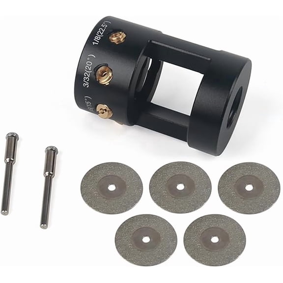 Tungsten Electrode Sharpener Grinder Head, Aluminum TIG Welding Tool with Cut-Off Slot, Multi-Angle & Offset, 5X 25mm Double Diamond Wheels, 2X Connecting Rods, Suitable for Most Rotary tool