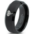 thumbnail image 1 of Tungsten Elephant Animal Polygon Style Art Band Ring 8mm Men Women Comfort Fit Black Beveled Edge Brushed Polished, 1 of 4