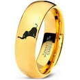 thumbnail image 1 of Tungsten Elephant Sitting Trumpeting Band Ring 7mm Men Women Comfort Fit 18k Yellow Gold Dome Polished, 1 of 4
