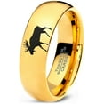 thumbnail image 1 of Tungsten Elk Moose Walking Band Ring 7mm Men Women Comfort Fit 18k Yellow Gold Dome Polished, 1 of 4
