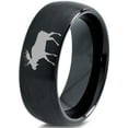 thumbnail image 1 of Tungsten Elk Moose Walking Band Ring 8mm Men Women Comfort Fit Black Dome Brushed Polished, 1 of 4