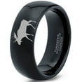 thumbnail image 1 of Tungsten Elk Moose Walking Band Ring 8mm Men Women Comfort Fit Black Dome Polished, 1 of 4