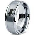 thumbnail image 1 of Tungsten Elk Moose Walking Band Ring 8mm Men Women Comfort Fit Gray Step Bevel Edge Brushed Polished, 1 of 4