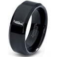 thumbnail image 1 of Tungsten Emperor King Penguin Standing Band Ring 8mm Men Women Comfort Fit Black Beveled Edge Polished, 1 of 4