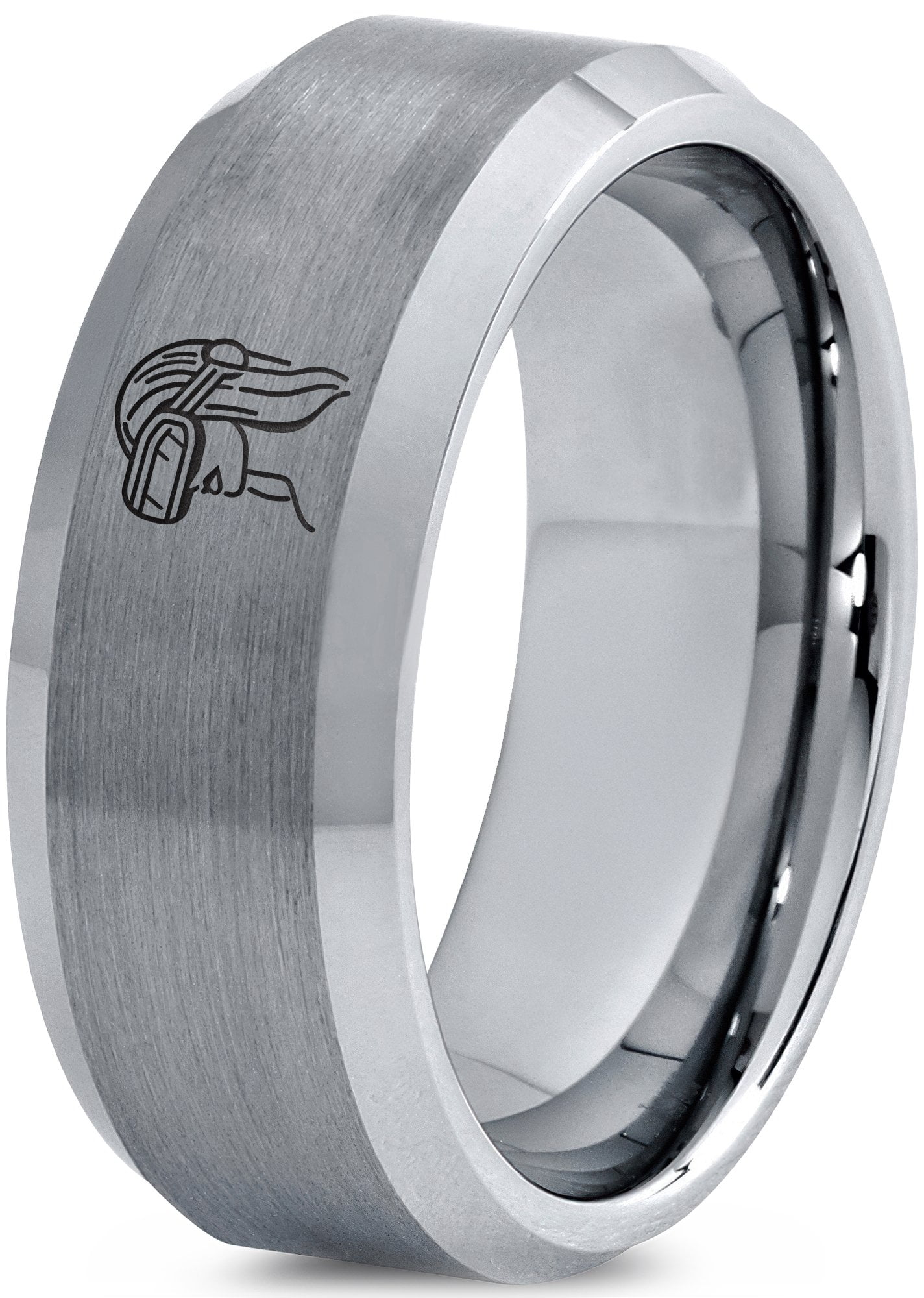 Tungsten Engagement Ring Grey Mens Wedding Band Gamer Police Oval Best ...
