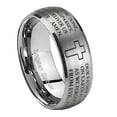 thumbnail image 1 of Tungsten Etched Lord's Prayer Cross 8mm Brushed Gray Dome Polished Edges Men Ring, 1 of 2