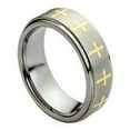 thumbnail image 1 of Tungsten Eternity Yellow Gold-Tone Crosses Stepped Edge Ring Size 13, 1 of 3
