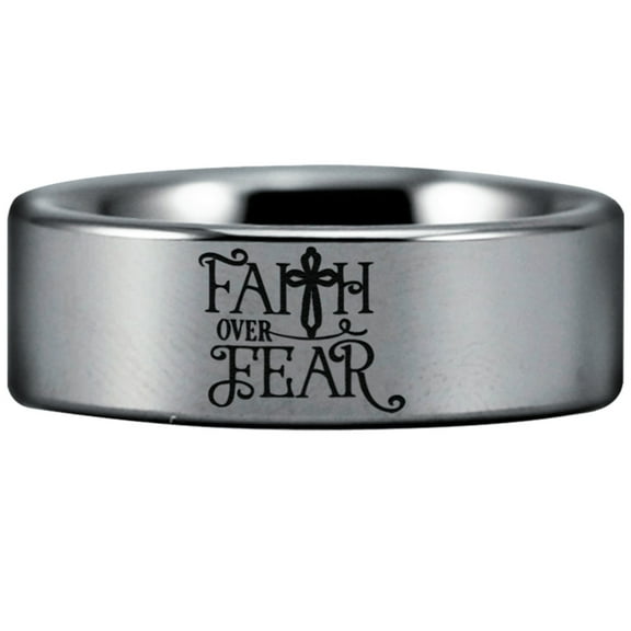Tungsten Faith Over Fear Cross Ring