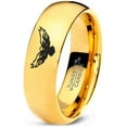 thumbnail image 1 of Tungsten Falcon Eagle Bird Band Ring 7mm Men Women Comfort Fit 18k Yellow Gold Dome Polished, 1 of 4