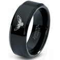 thumbnail image 1 of Tungsten Falcon Eagle Bird Band Ring 8mm Men Women Comfort Fit Black Beveled Edge Polished, 1 of 4