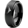 thumbnail image 1 of Tungsten Falcon Eagle Bird Band Ring 8mm Men Women Comfort Fit Black Step Bevel Edge Brushed Polished, 1 of 4
