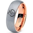 thumbnail image 1 of Tungsten Family Tree Kids Parents Parenthood Hug Band Ring 7mm Men Women Comfort Fit 18k Rose Gold Dome Brushed Gray Polished, 1 of 4
