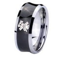 thumbnail image 1 of Tungsten Fire Department Pattern 8mm Brushed Black Polished Concave Men Ring, 1 of 1