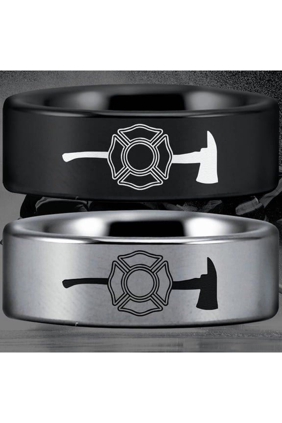 Tungsten Firefighter's Axe Ring
