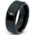 thumbnail image 1 of Tungsten Flash Thunder Lightning Bolt Band Ring 8mm Men Women Comfort Fit Black Beveled Edge Polished, 1 of 4