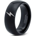 thumbnail image 1 of Tungsten Flash Thunder Lightning Bolt Band Ring 8mm Men Women Comfort Fit Black Dome Polished, 1 of 4