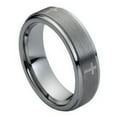 thumbnail image 1 of Tungsten Flat Brushed Center Engraved Crosses Stepped Edge Ring Size 11.5, 1 of 3