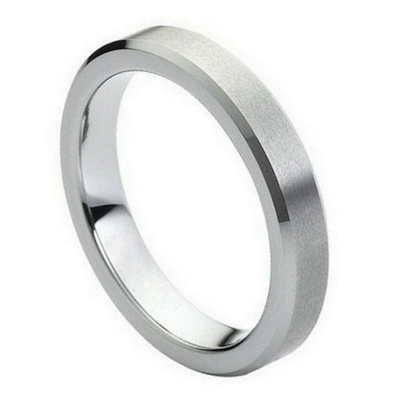 Tungsten Flat Brushed Center High Polish Beveled Edge Band Ring Size 11.5