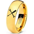 thumbnail image 1 of Tungsten Flat Head Screwdriver Wrench Band Ring 7mm Men Women Comfort Fit 18k Yellow Gold Dome Polished, 1 of 4