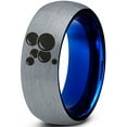 thumbnail image 1 of Tungsten Floating Air Soap Bubbles Band Ring 8mm Men Women Comfort Fit Blue Dome Brushed Gray Polished, 1 of 4